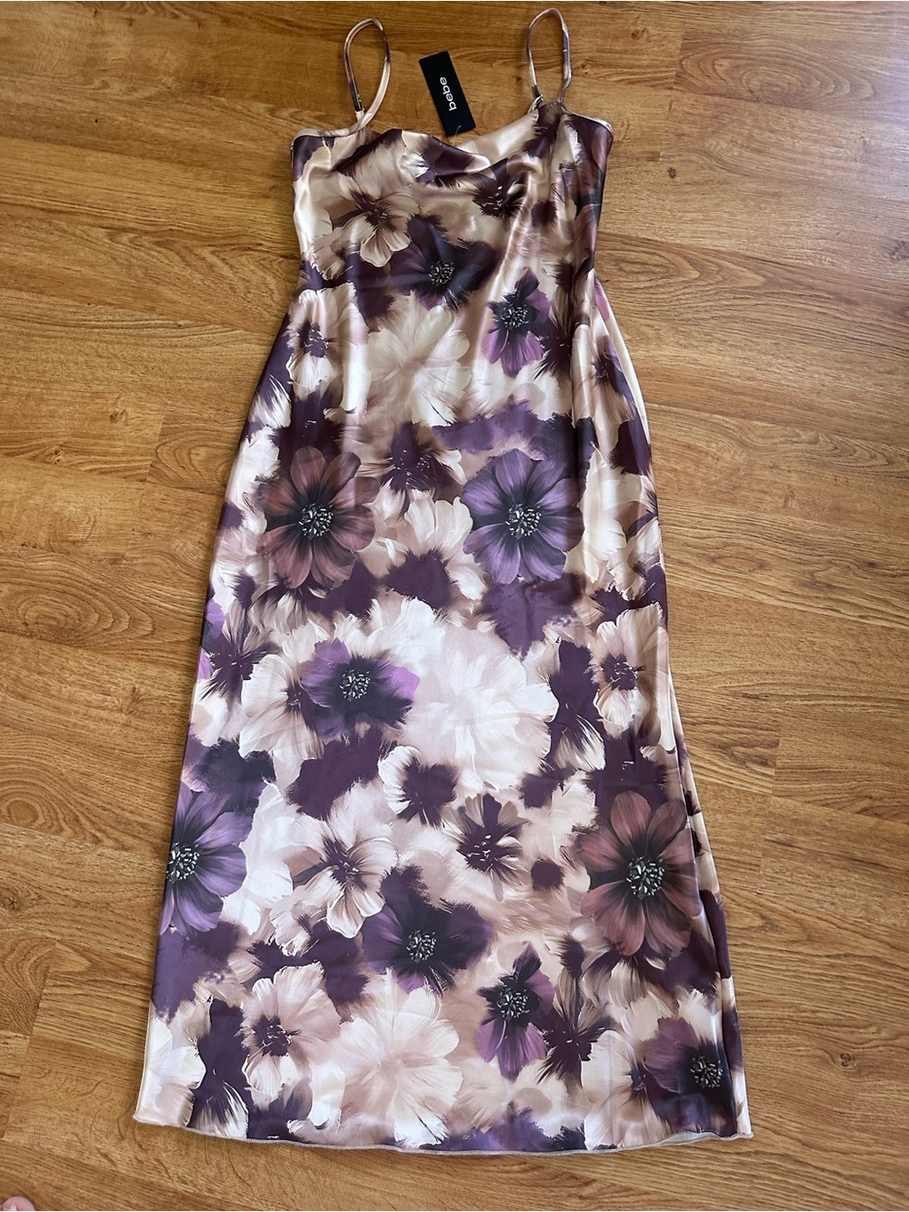 NWT Bebe Cream Purple Floral Dress XS
